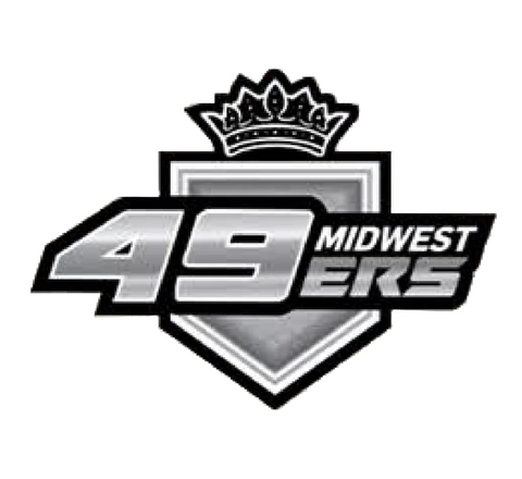 Logo of the '49 Midwesters' with a crown on a beige background